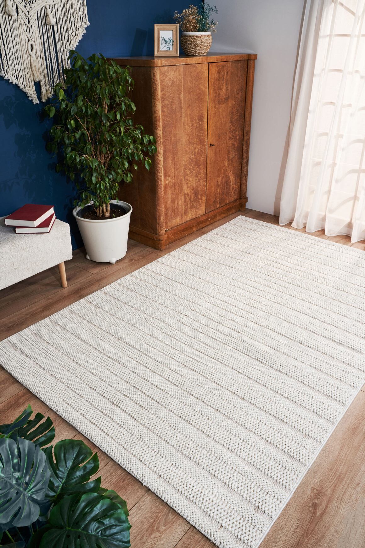 Gala 2211 Ekru - Modern Bukle Halı Salon Halısı